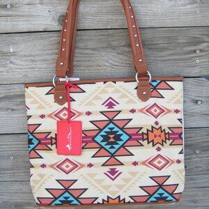 Montana West Aztec Canvas Double Sided Shoulder Bag Purse